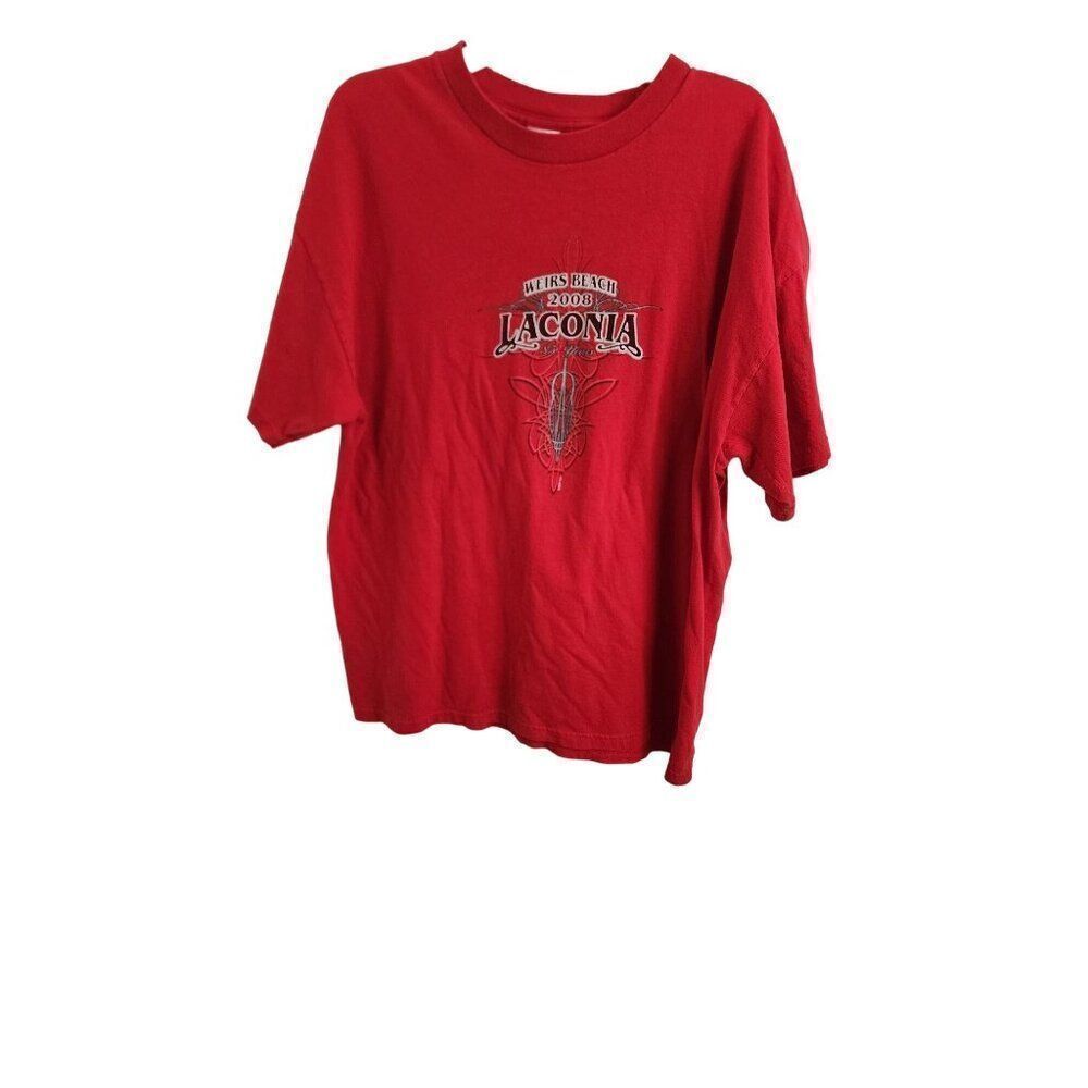Vintage Weir's Beach 2008 Laconia Red Men's T-Shirt in XL